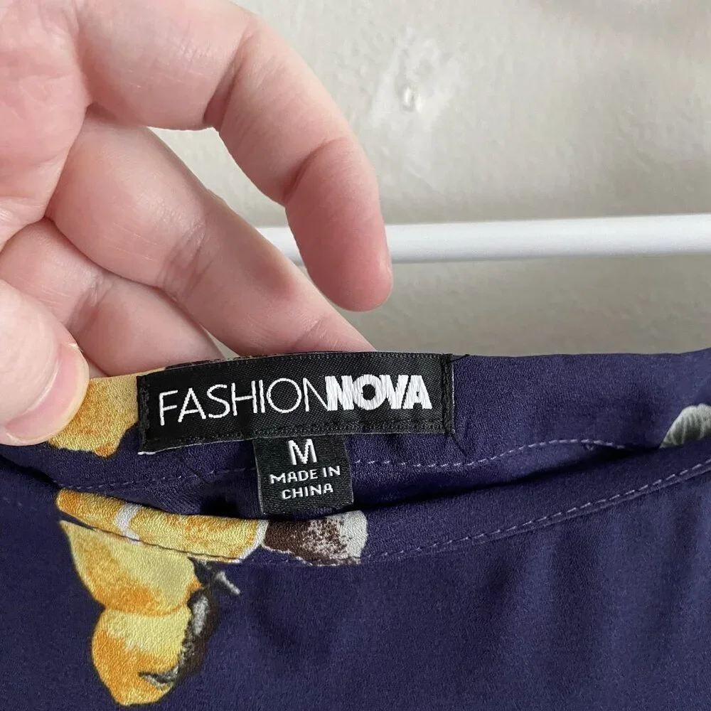 Fashion Nova Women M Navy Blue Lemon Pie Crop Tank Top Maxi Skirt Set NWT